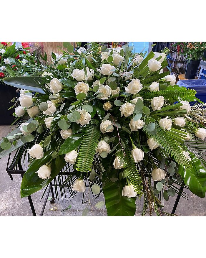 Wonderful White Casket Spray
