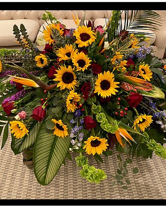 Sunflower Tropic Casket Spray