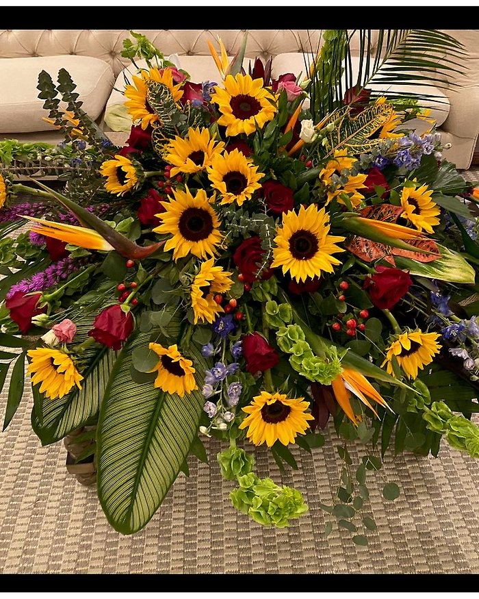Sunflower Tropic Casket Spray