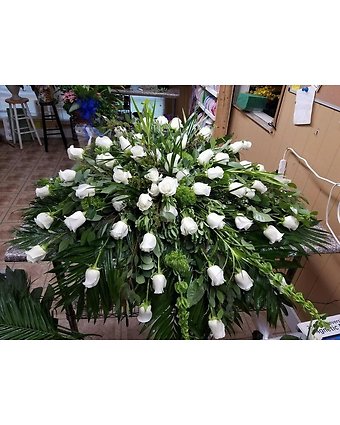 White Rose Casket Spray