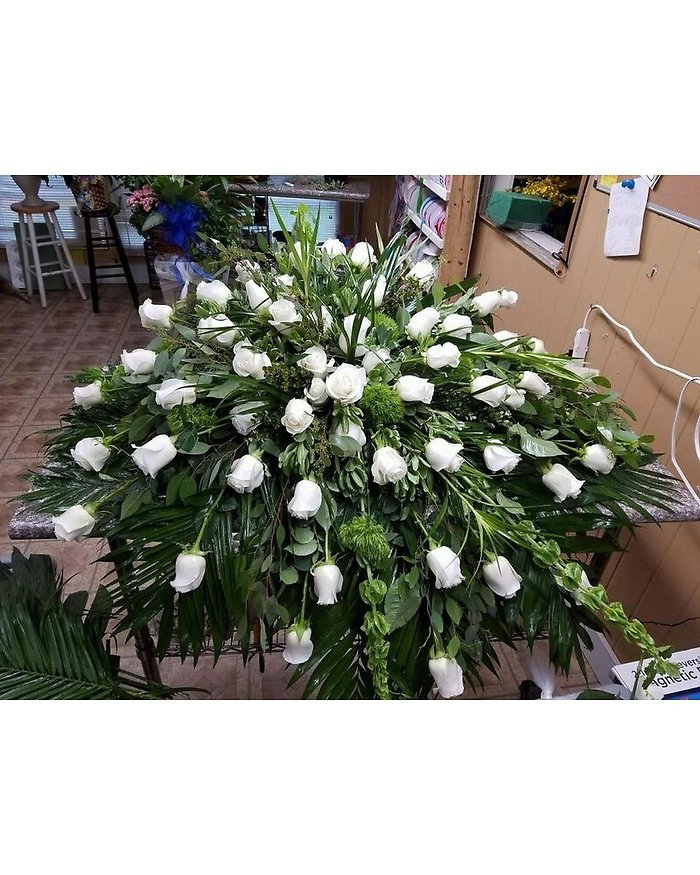 White Rose Casket Spray