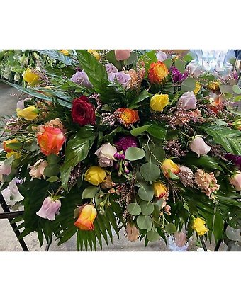 Multi Color Roses Casket Spray