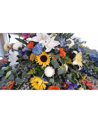 Sunflower Pop Casket Spray