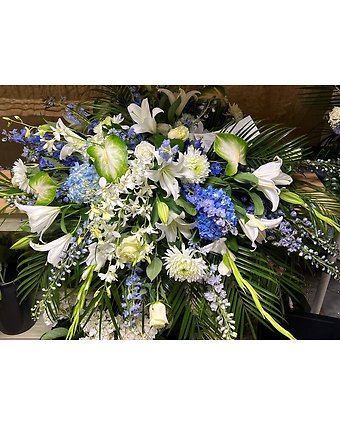 Blue and white